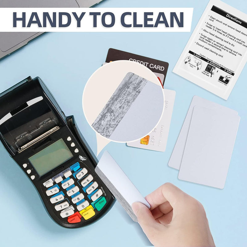 Card Reader Cleaning Cards - BIHYM Dual Side Credit Card Reader Cleaner, CR80 Card Reader Cleaner POS Swipe Terminal Cleaning Cards (50PCS)