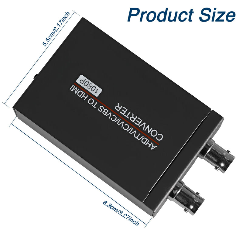 TVI/CVI/AHD to HDMI Converter, Full HD 4K 720P/ 1080P/ 3MP/ 4MP/ 5MP/ 8MP BNC to HDMI Video Signal Adapter, for Monitor/HDTV, High-Def Signal Conversion, Auto-Resolution Detection