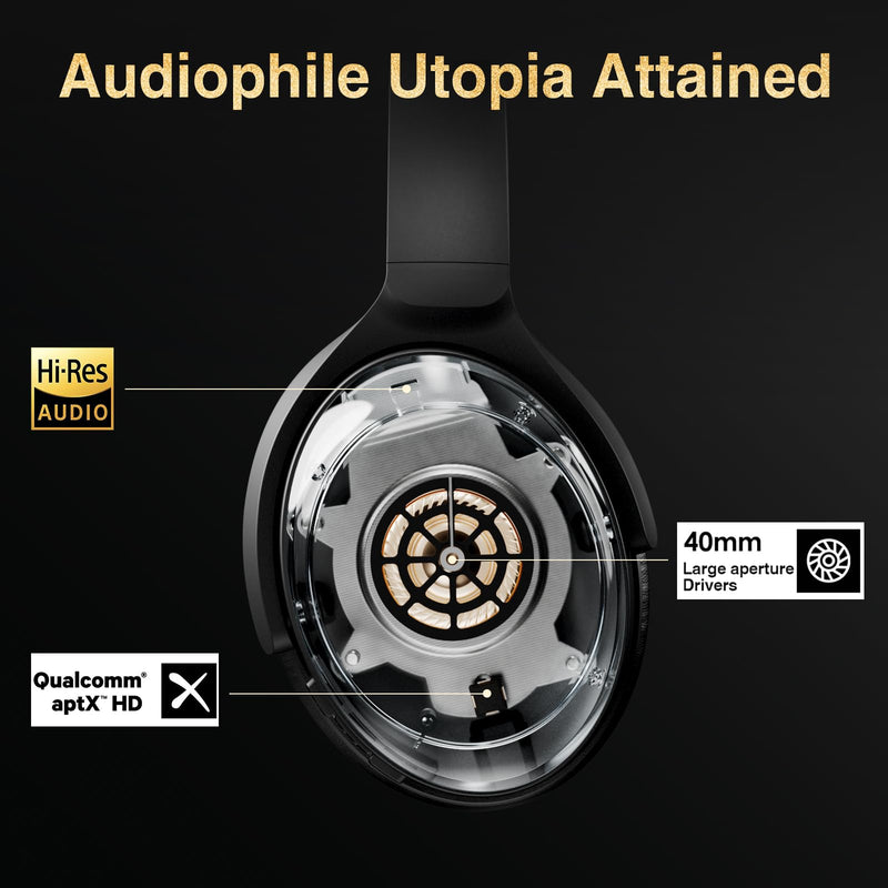 Bluetooth Headphones, Premium Active Noise Cancelling Wireless Headphones Over Ear, 50H Playtime, Hi-Res Audio, Deep Bass, Memory Foam Ear Cups for Travel, Home Office | Hi-Res, cVc 8.0 Noise Canceling Mics, ANC, Deep Bass, 3.5mm Cable, Foldable Carry ...