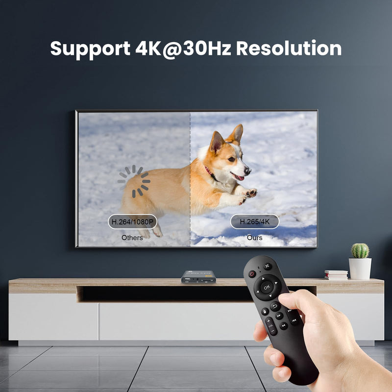 [AUSTRALIA] - 4K Ultra HD Digital Media Player, TV MP4 Video Player, Mini Digital Signage HDMI Media Players for USB Drive/SD Card, H.265/HEVC, Looping Auto Play, with AV Output (Grey) 