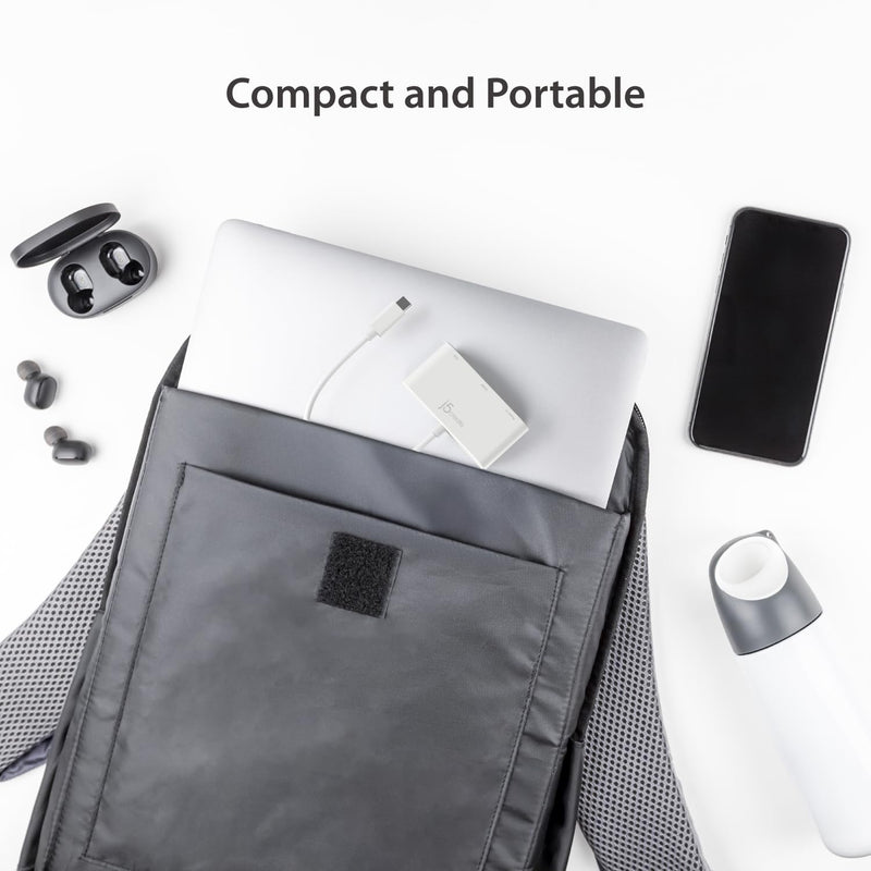 j5create USB Type-C to 4K HDMI and USB-A 3.0 with PD 100W | Pass-Through Charging, for MacBook, Chromebook, iPad Pro or USB-C Laptop (JCA379)