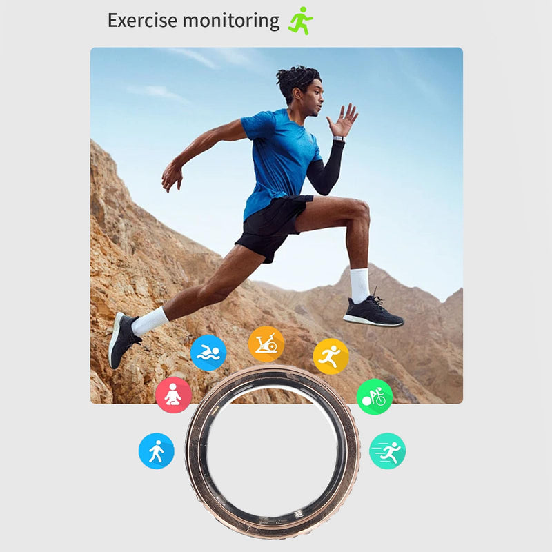 ASHATA Upgrade Smart Ring, Fitness Tracker Ring for Men Women, Ti Steel Roman Numerals Rotatable Wedding Band Gold, for Android for IOS (10) 10