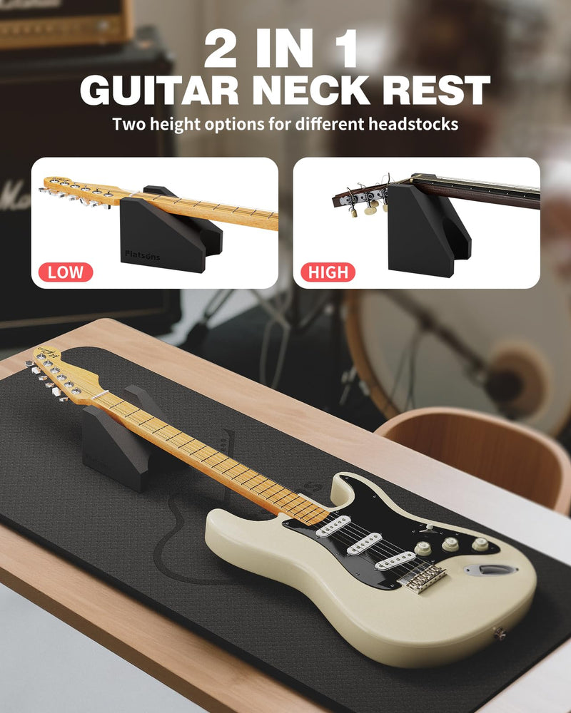 [AUSTRALIA] - FA-16 Guitar Neck Rest and Guitar Mat, Guitar Cleaning Kit Tool with Dual Heights Support, TPE Material Workbench Mat, Repair and Maintenance Work Mat for Guitar Bass Banjo Mandolin Ukulele 