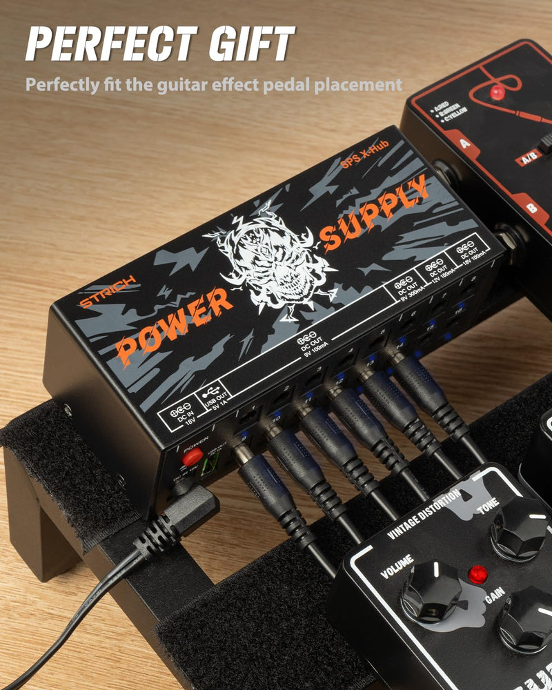 [AUSTRALIA] - STRICH SPS X-Hub Guitar Pedal Power Supply for 9V/12V/18V, 100mA - 300mA Effects Pedals, 16 Independent Outputs, Short-circuit protection and noiseless, 5V 1A USB Port Supports Mobile Devices, Tablets 