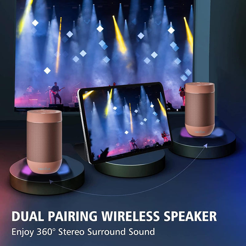 comiso Bluetooth Speaker, Portable Bluetooth Speakers with Wireless Stereo Pairing, Built in Mic, 360° HD Sound,IP65 Waterproof Speaker,Support TF Card, for Home/Party/Outdoor/Beach,Gift For Men/Women Pink