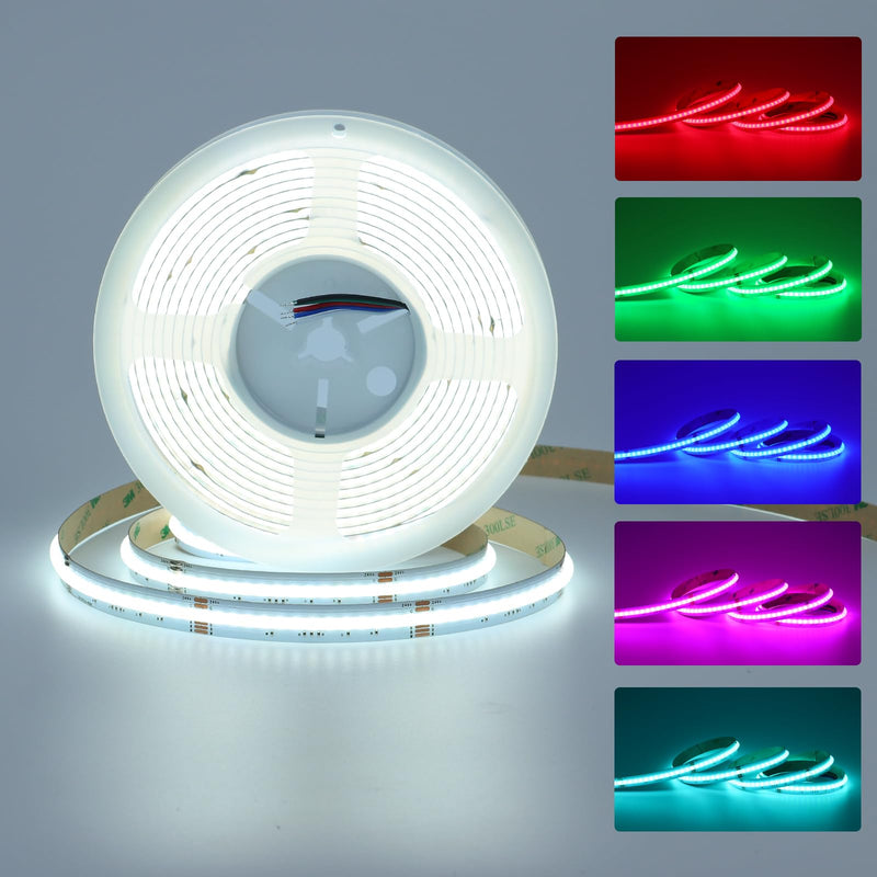 [AUSTRALIA] - JOYLIT 24V RGBW COB LED Strip Lights 16.4FT/5M RGB + 6000K Cool White Dual Mode, Flexible 784 LEDs/M High Density Dotless Tape Light for Indoor, Bedroom, Kitchen, Home Theater Lighting (Light Only) RGB+6000K 