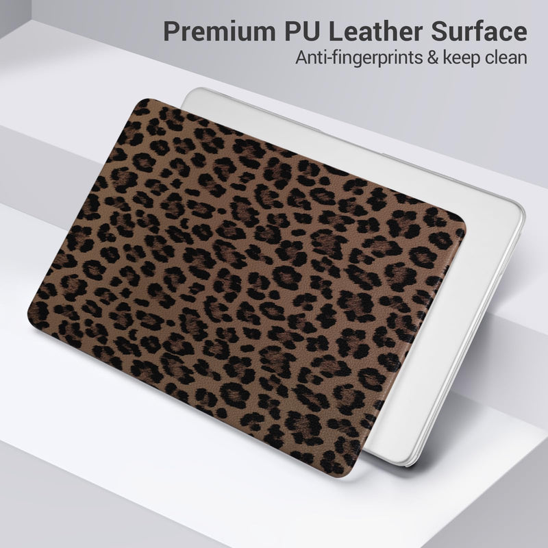 MOSISO Compatible with MacBook Neo Case 13 inch 2026 A3404 A18 Pro Chip | Fingerprints Resistant Cheetah Spots PU Leather Coated Protective Hard Shell Case & Keyboard Cover, Brown