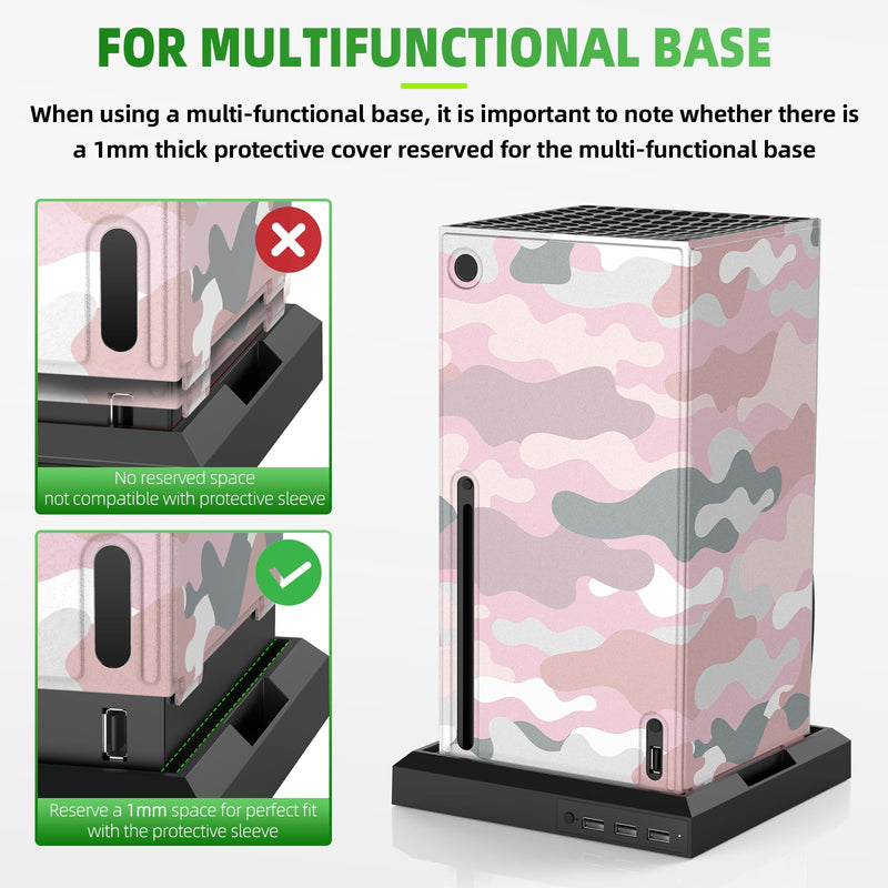 Magnetic Smart Wraps for Xbox Series X Console, Full Protection Protective Cover Case for Xbox Series X Accessories with Premium PU Leather and Soft Inner Lining - Pink Camo