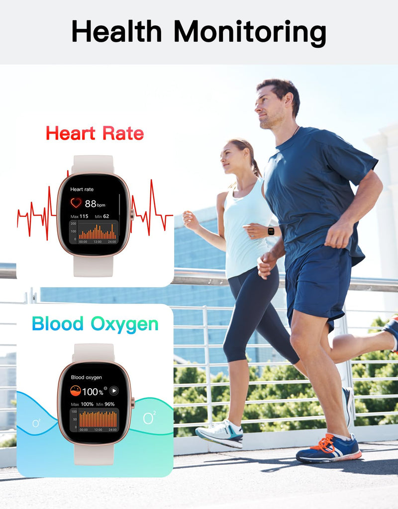 Fitness Tracker with Call Function, 1.85” Fitness Watch for Women and Men, 24/7 Heart Rate & Blood Oxygen Monitor, Sleep Tracker, 100+ Sport Modes, IP68 Waterproof (Starlight)