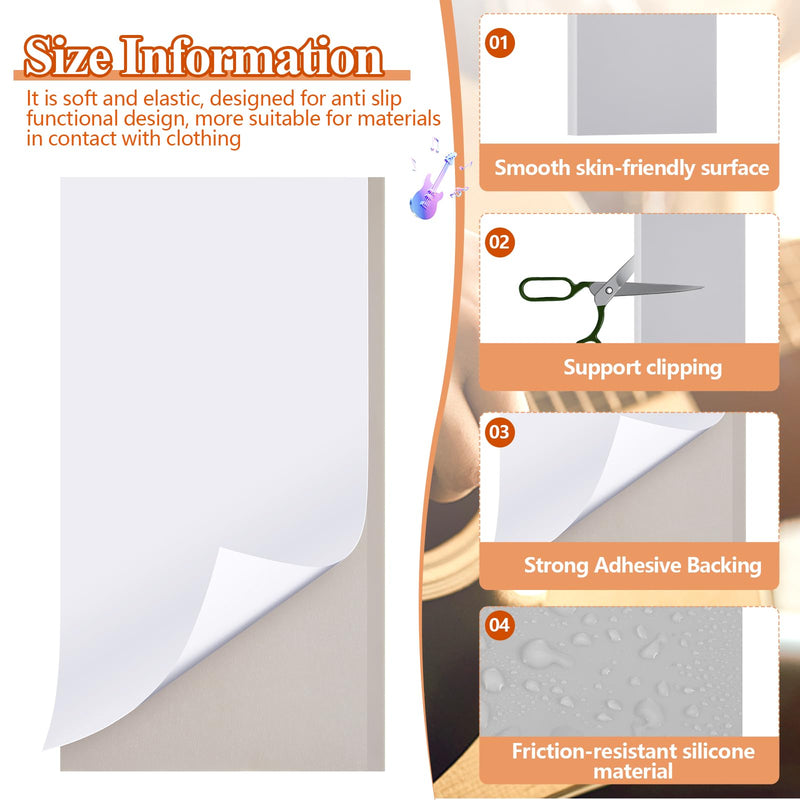 2 Pcs Guitar Non Slip Pad Keep Guitar from Sliding Guitar Accessories Self Adhesive Silicone Pads Guitar Aid for Beginners Keep Your Instrument in Place, Light Gray