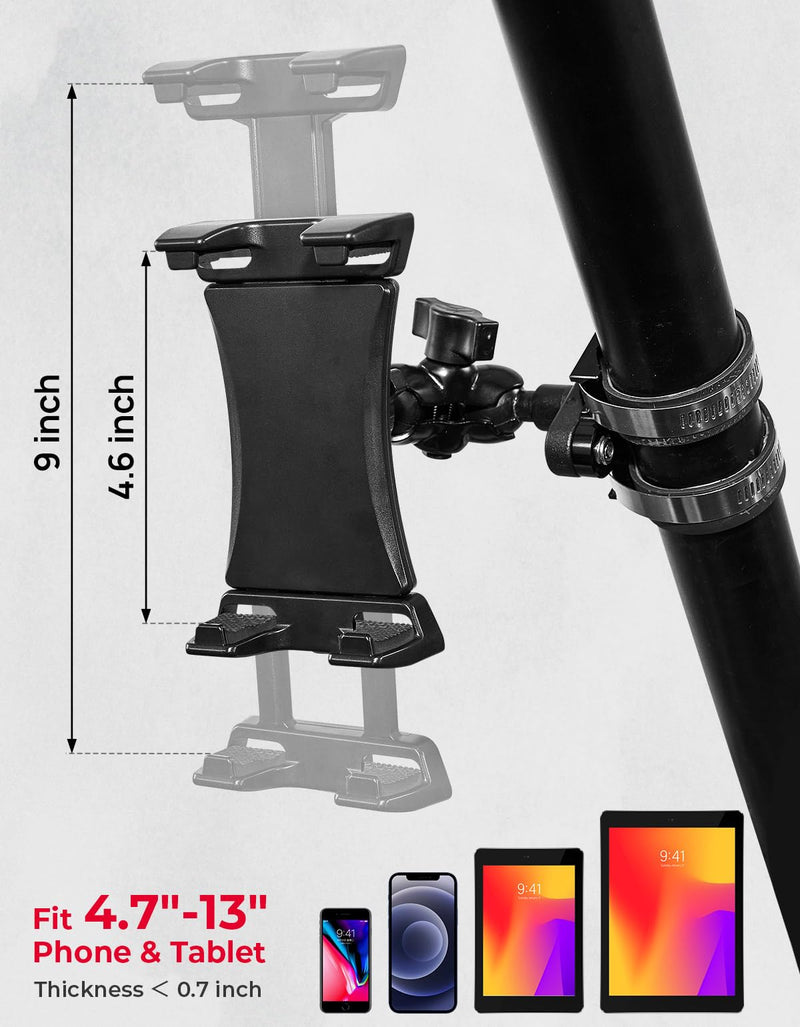 KEMIMOTO UTV Phone Mount ATV Holder, Fit 4.7"-13" Phone & Tablet | 360° Adjustable Heavy Duty, Compatible with Can-Am Maverick X3 Outlander Polaris RZR Sportsman Kawasaki Talon Viking