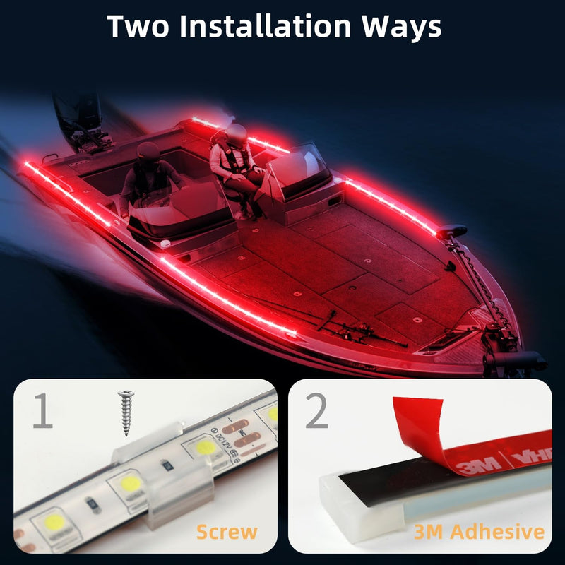 [AUSTRALIA] - Boat Marine Submersible Led Strip Lights, 4 Pcs 20 Inches 12V Super Bright Boat Interior Lights, IP68 Waterproof Marine Led Strip Lights Night Fishing Lights for Boats, Kayak (Red) Red/20'' 