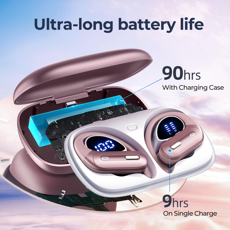 Active Noise Cancelling Ear Buds Wireless Earbuds 90Hrs Playtime Bluetooth Headphones with Hi-Res Stereo Deep Bass Power Display Earphones with Earhooks Waterproof Transparency Headset for Sports/Gym