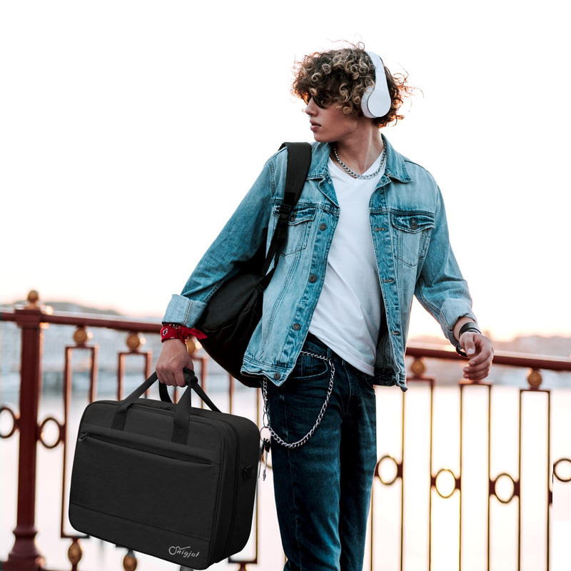 SNIGJAT Audio Mixer Case (Size:15.5"x 13" x 6"), Protective DJ Mixer Bag with 10mm Padding, Large-Capacity Recording Equipment Bag Soft with Adjustable Storage for Cables, Podcast Gear and Mics, Black