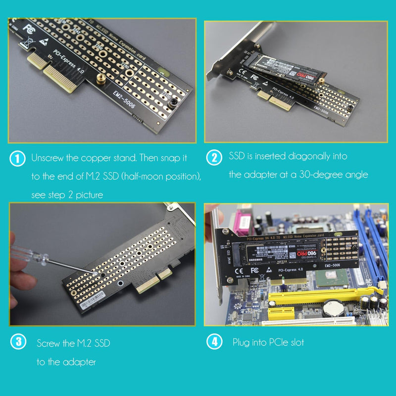 [AUSTRALIA] - GLOTRENDS 22110 M.2 NVMe to PCIe 4.0 X4 Adapter, PCIe 4.0/3.0 X4 Full Speed Support (PA-22110) 