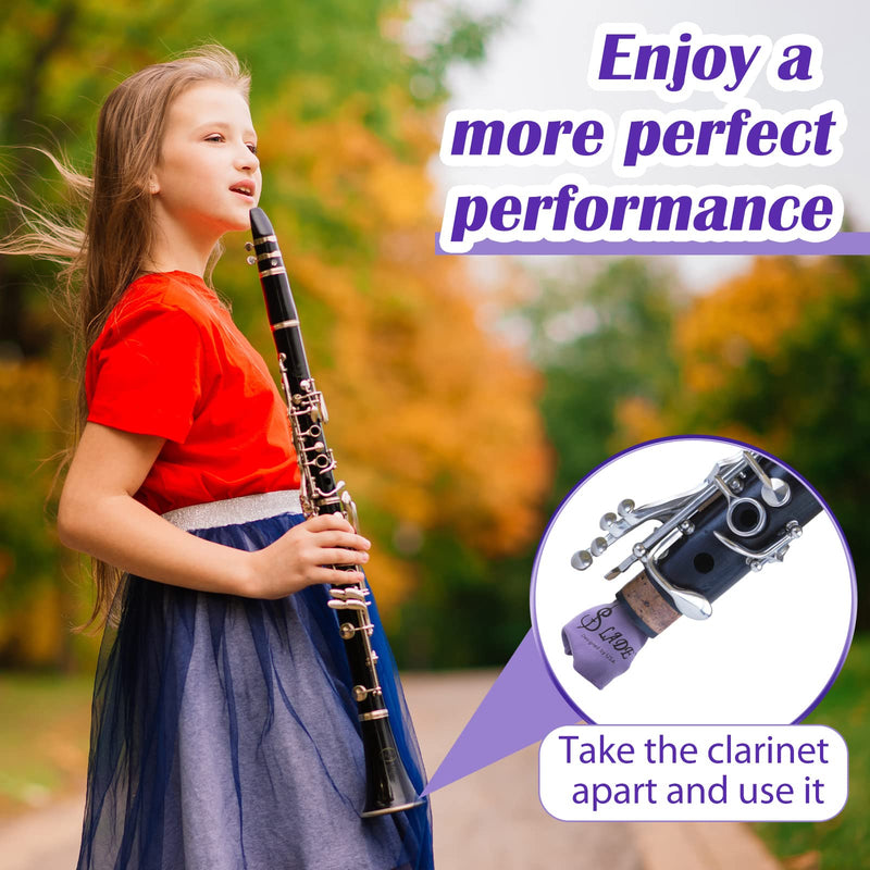 [AUSTRALIA] - 4 Pcs Clarinet Swab Cloth Clarinet Cleaner Clarinet Cleaning Cloth Swab for Inside Tube Suitable Clarinet Piccolo Flute Sax Saxophone (Purple) Purple 