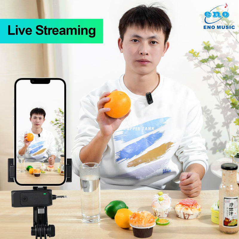 ENO MUSIC 3 in 1 Clip-on Wireless Lavalier Microphones for iPhone, Android, Camera, 8 Hours Rechargeable Battery, USB-C Microphone with Noise Reduction for Video Recording, Vlog, YouTube, TikTok
