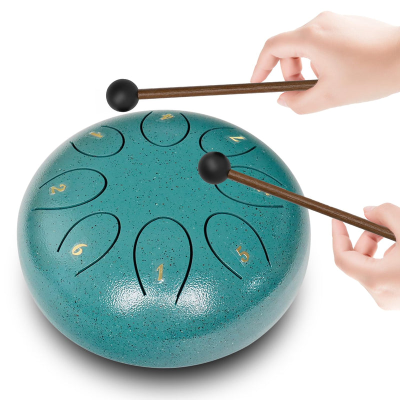 REGIS Steel Tongue Drum 6 inch 8 Notes Musical Percussion Instrument, rain Drum for Outside - Musician Gift for Family and Friends(malachite) malachite