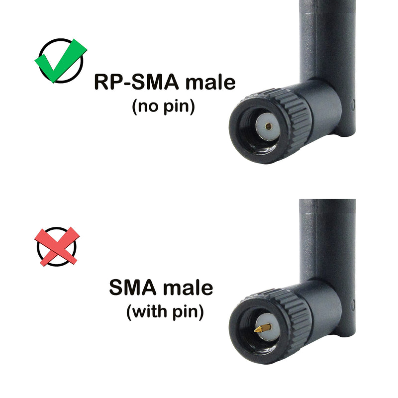 WiFi Antenna PC Bluetooth Antenna, WiFi 6 Dual Band 2.4Ghz 5Ghz 5.8Ghz 3dBi with RP-SMA Male (with No Pin) for Gaming Motherboard, RV Camera, Mini PCIE M.2 Wireless Card, Router -2 Pack Antenna 2 Pack - RP-SMA Male