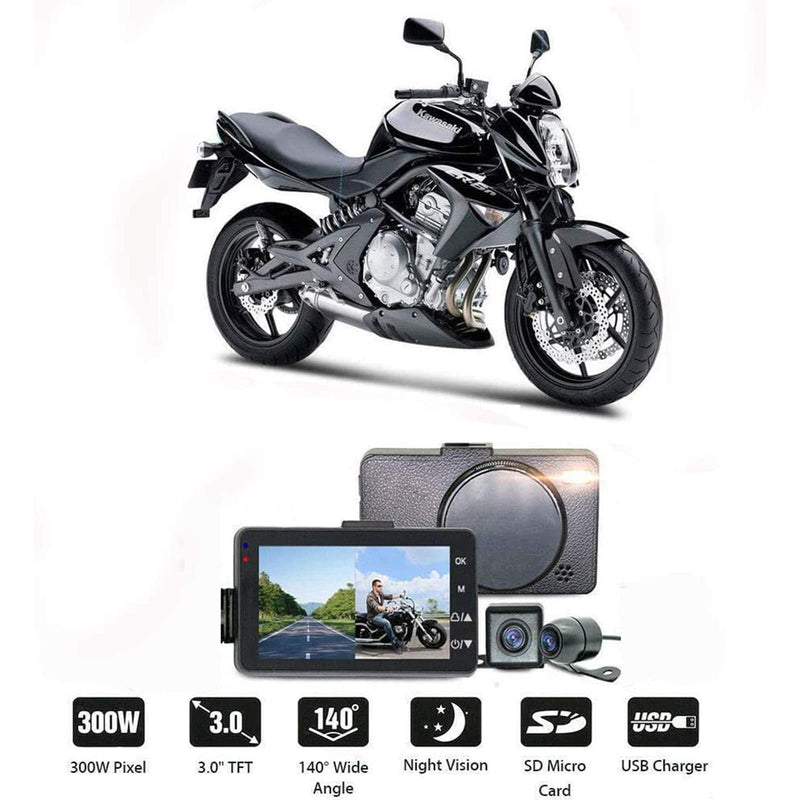 Motorcycle Driving Recorder Waterproof Dual Lens Video HD 1080p Dash Cam Front and Rear Motorbike Camera