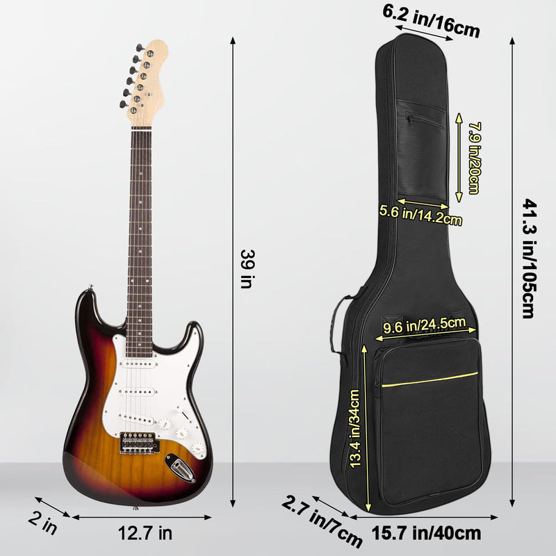 [AUSTRALIA] - 39 Inch Electric Guitar Bag Soft Guitar Case, 6 MM Thick Padded Electric Guitar Gig Bag Waterproof Guitar Backpack with Pockets, Black 