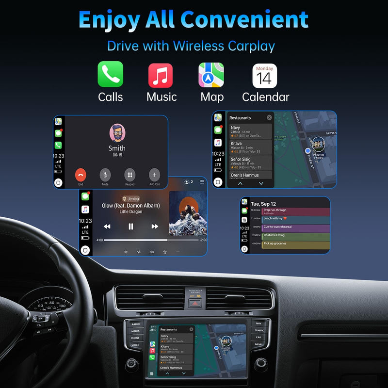 Wireless CarPlay Adapter for iPhone 2026 Upgrade USB A/USB-C | Fast Auto-Reconnect, Plug & Play, Convert Wired to Wireless CarPlay, Compatible with Cars 2016+, iOS 10+ Grey