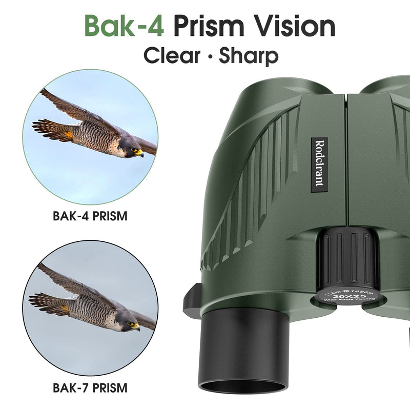 20X25 Compact Binoculars for Adults,Large Eyepiece Waterproof Binocular,Easy Focus Small Binoculars for Bird Watching,Hiking and Concert,Green