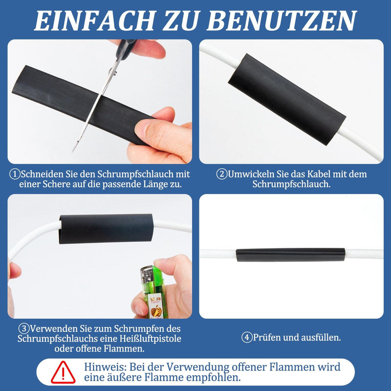 [AUSTRALIA] - HONZUEN Heat Shrink Tube with Adhesive, Heat Shrink Tube Set, Black, Heat Shrink Tubes, Waterproof Polyolefin, Shrinkage Rate 3:1 for Insulating Cables, Soldered Connections (Diameter 30 mm, 25 mm, 20 
