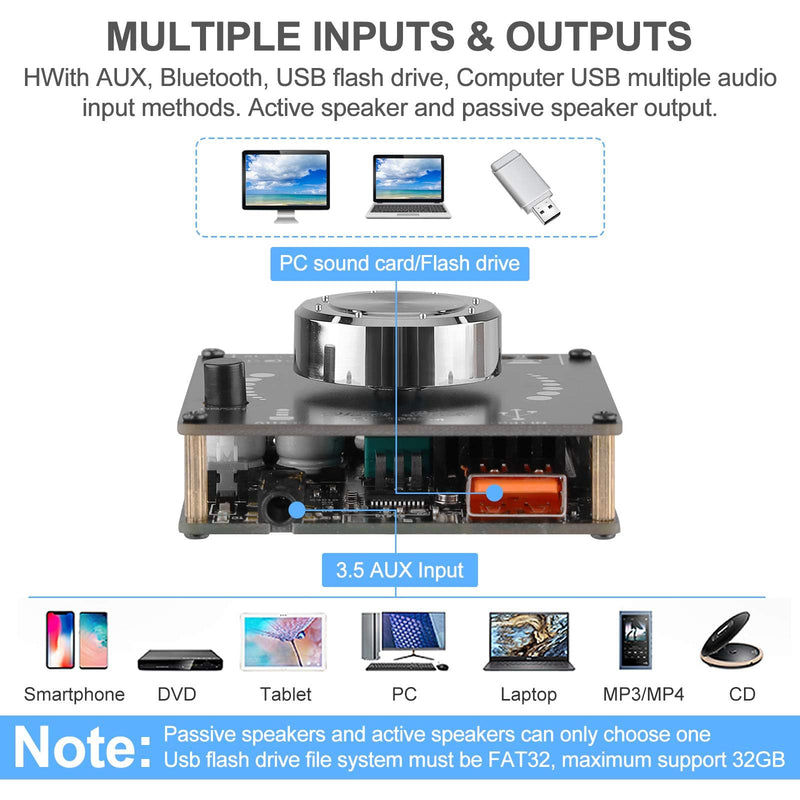 Bluetooth Amplifier Board HiFi Stereo 2.0 Channel 2 x 100 W Audio Amplifier Digital Power Amplifier with AUX/USB/Bluetooth/Flash Drive/PC USB Input 202