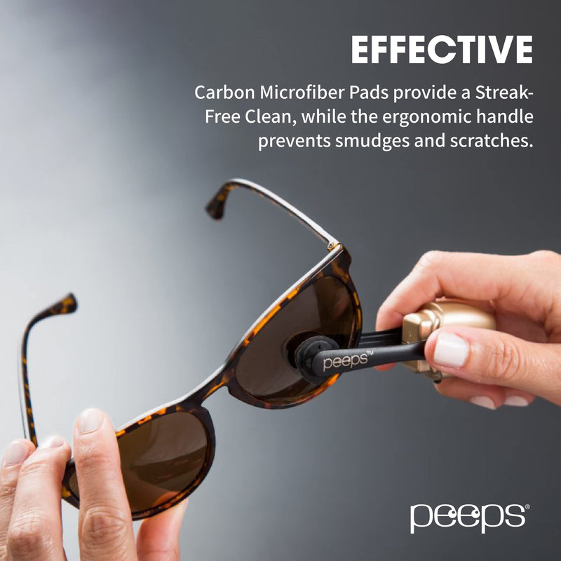 Peeps Carbon Klean Eyeglass Lens Cleaner - Efficient and Durable Carbon Microfiber Technology - Exclusively Used by NASA - 500 Uses (Black Soft Touch) 1 Count (Pack of 1) Black Soft Touch