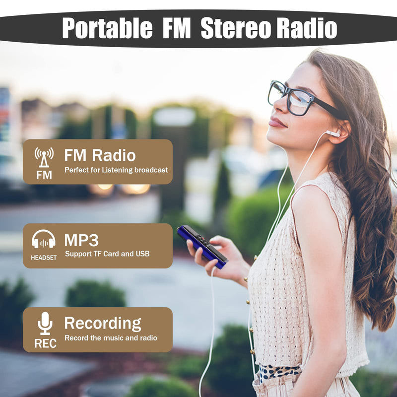 [AUSTRALIA] - Leting Portable Radio with Mp3 Speaker, Radios Porable FM, Radio Support Tf Card/USB/Music Recording, Emergency Radio Rechargeable Battery Powered,FM Radio with Best Reception (Blue) BLUE 