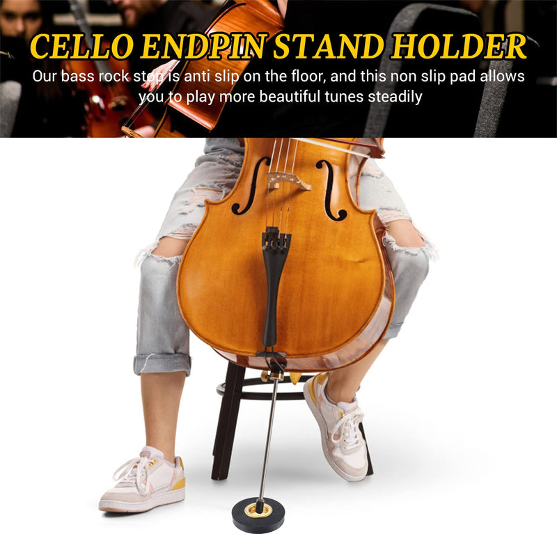 Facmogu Rock Stop for Cello, Cello Endpin Rest for Floor Protector String Instrument Accessory, Rock Stop Endpin Stand Holder with Reinforced Brass Cup & Hard Rubber Mat Anti-Slip Base