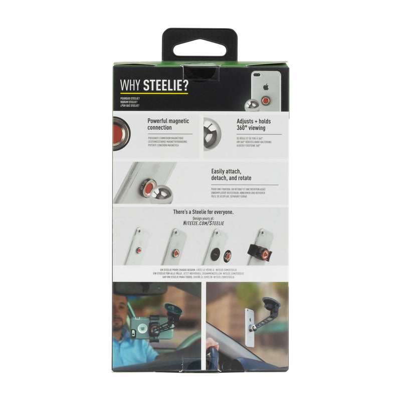 Nite Ize Steelie Windshield Mount - Phone Holder for Car Windshield - Alternative to Car Dashboard & Vent Phone Mounts - Compatible with Steelie Magnetic Mounting System - Black