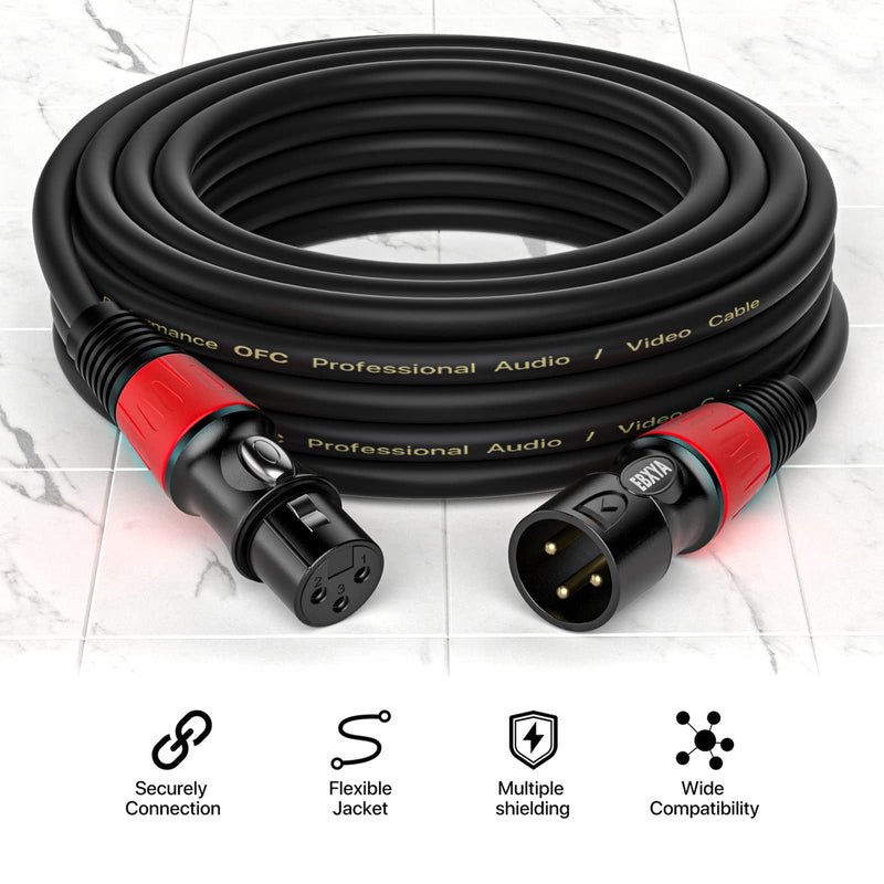 EBXYA 3ft XLR Cables 4-Pack - Male to Female Microphone Cable with Balanced Shielded Speaker Cable 4 Pack Black