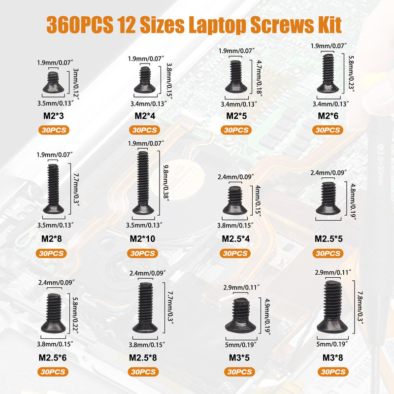 mankk 360PCS Laptop Screws 12 Sizes M2 M2.5 M3 and 400PCS Computer Screws Motherboard Standoffs Screws