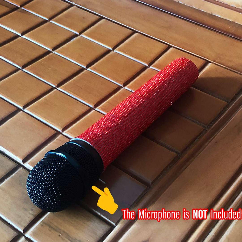 Sparkle Red Microphone Sleeve for Universal Wireless Mic Handheld and SB58 Beta58 Shine on Sing, Weddings, Live Streaming and Christmas Event Party Stage Show