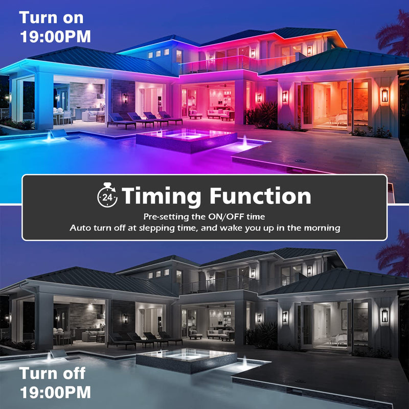 60Ft Outdoor Waterproof LED Strip Lights,Music Sync RGB IP65 Led Lights with App Control and Remote,Color Changing Waterproof Led Rope Lights for Outdoor,Balcony,Roof,Garden,Stairs Party