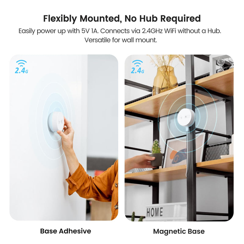 TREATLIFE WiFi Presence Sensor 1 Pack, 24G mmWave Radar Smart Motion Sensor Wired, Support Alexa/Google Home, Real-time Human Occupancy Sensor, No Hub Required