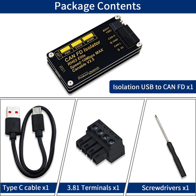 [AUSTRALIA] - Isolated USB to CAN FD Adapter Converter Based on CANable V2.5 Supports Up to 10Mbps 