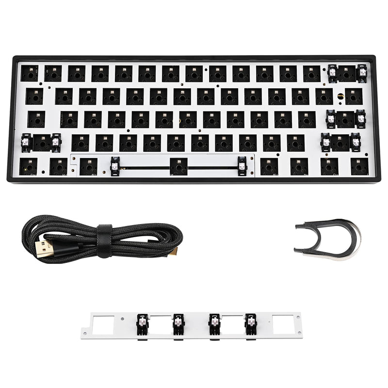 GK61X V3 PCB Plate Case for 60% Keyboard Custom Hot Swappable RGB Keyboard DIY Kit with Mute Cotton Wired for 3/5 Pin Switch (GK61X-Lite Black) GK61X-Lite Black