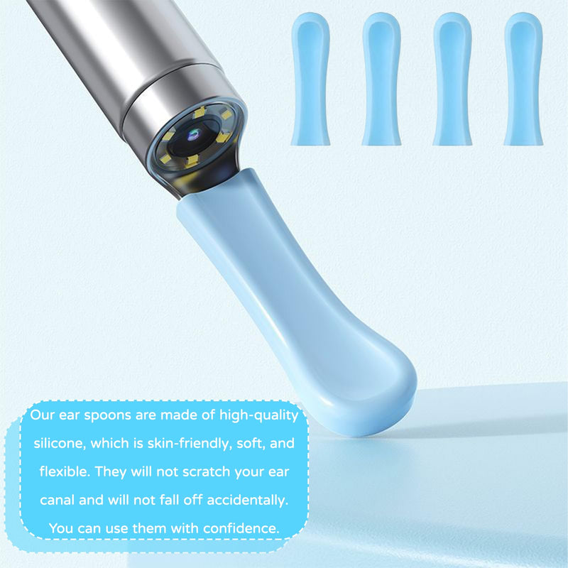 Pack of 30 Silicone Ear Cleaner Head for Earwax Remover, Silicone Ear Spoon Replacement Tips, Replacement Tips for Ear Suckers, Earwax Sucker Ear Cleaner Accessories (Blue)