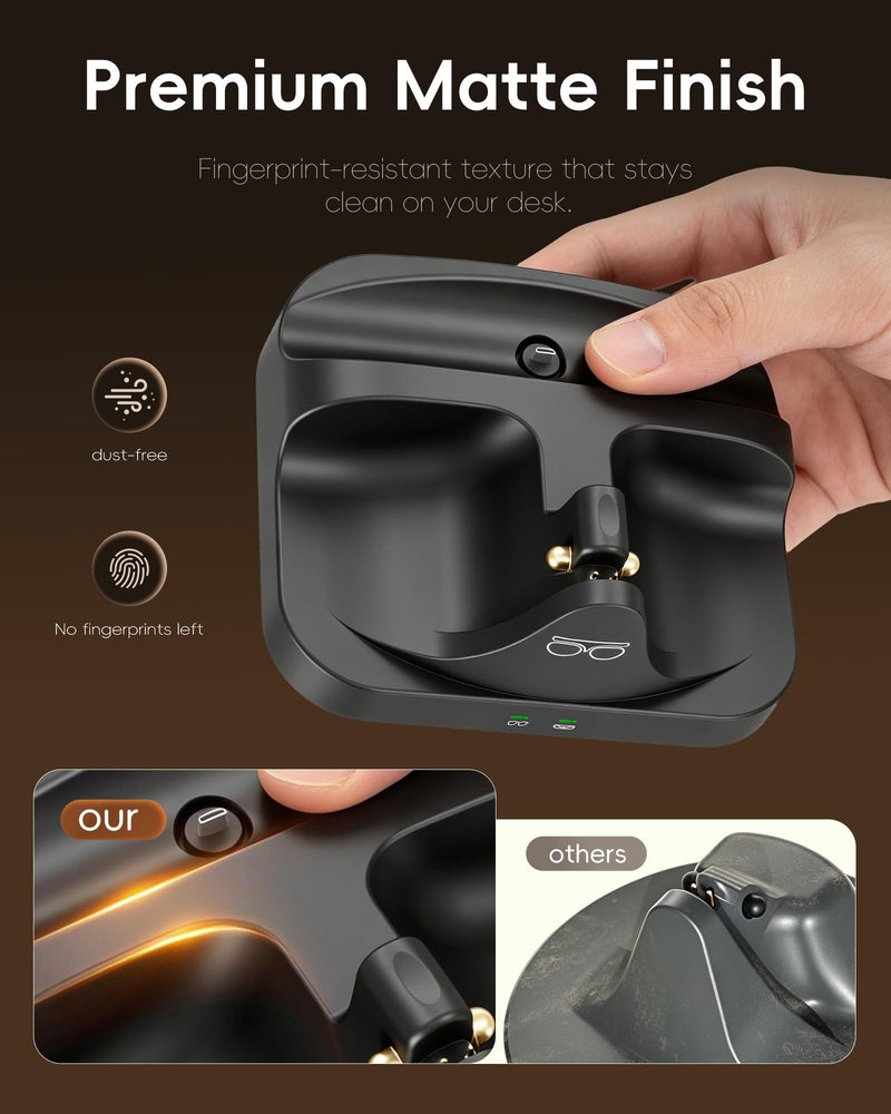 2-in-1 Charging Station for Ray-Ban Meta Smart Glasses & Charging Case | Smart Glasses Charger & Glasses Stand | Separate LED Status | One-Hand Removal | Accessories for Wayfarer & Skyler Gen 1/2
