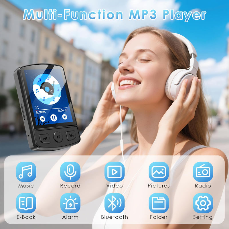 [AUSTRALIA] - Fohil MP3 Player with Bluetooth 5.2, 64GB Portable MP3 Player with Clip, Mini MP3 Music Player with Earphones FM Radio E-Book Reading HiFi-Speaker, Best Gift for Music Lovers 