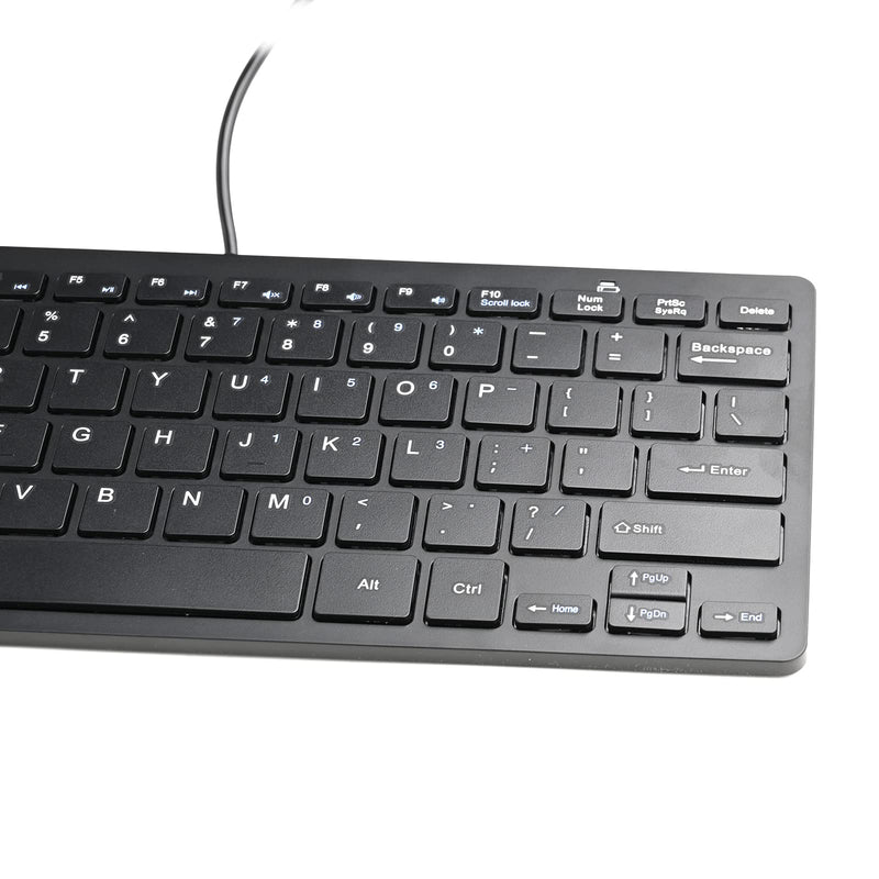 2021 Upgraded Powboro PC Computer Laptop Mini USB Wired Keyboard for Mac and Windows 78 Scissor Keys Small Super Thin Compact Multimedia Keyboard (Black) Black