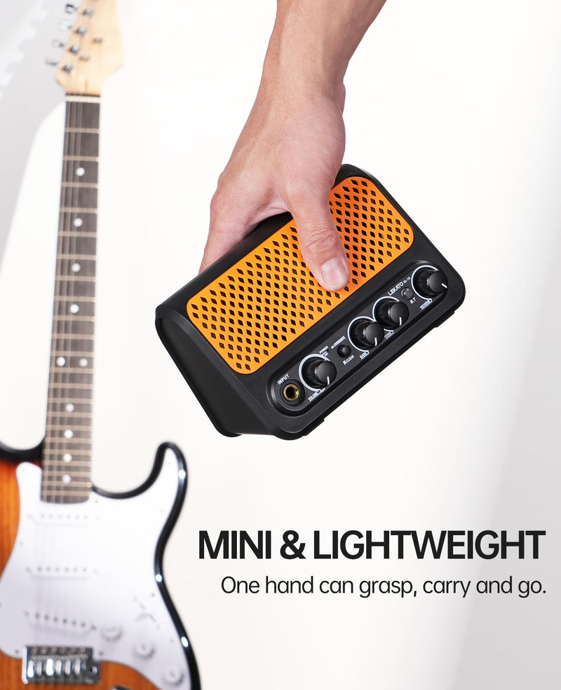 Mini Guitar Amp,LEKATO 10W Portable Electric Guitar Amplifier with Clean & Overdrive Channel,Reverb,Bluetooth Small Guitar Amp for Practice (Black-Orange) Black-Orange