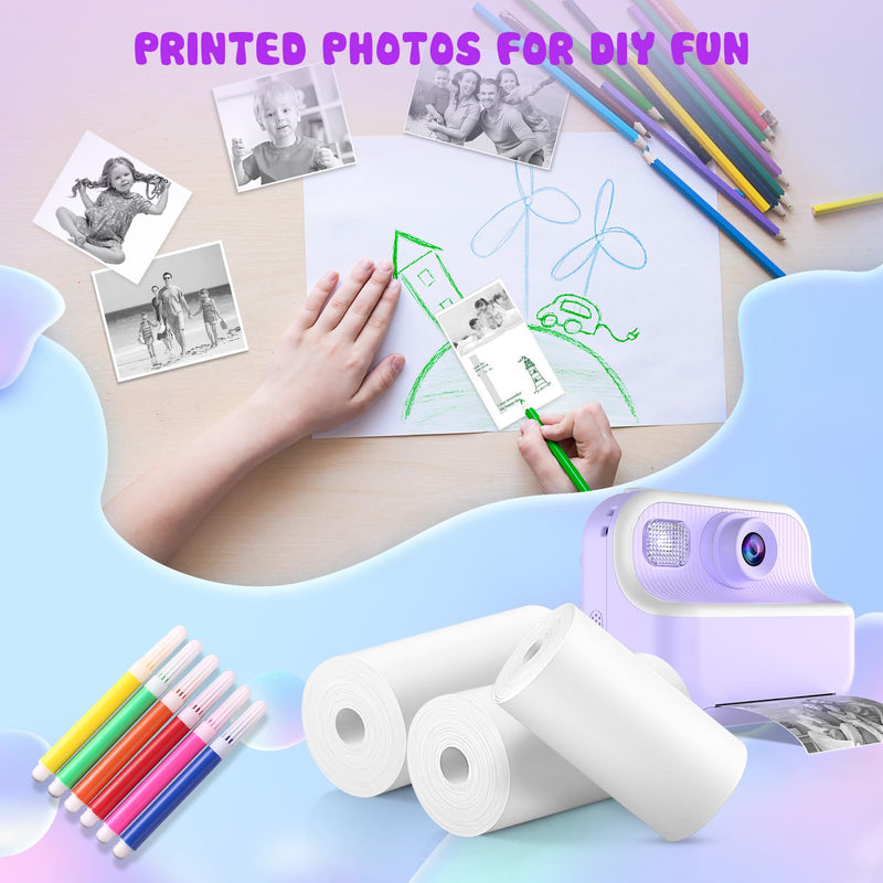 Printer Paper for Kids Instant Print Camera - Thermal Printing Paper Set Refill Replace Printer Paper - Printing Paper Replacement 6 Rolls for TOZDTO Toddler Printing Camera Printing Ppaer, 6 rolls