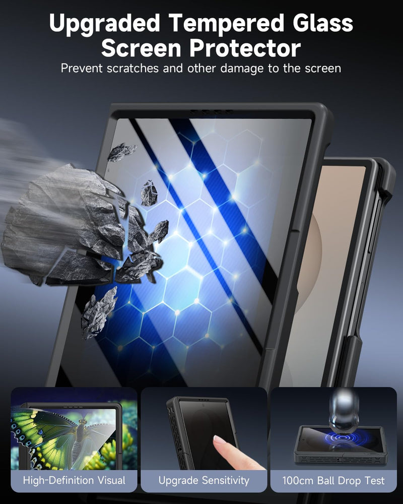 seacosmo for Samsung Galaxy Z Fold 8 Case with Stand Privacy Screen Black | Built-in Tempered Glass Protector, Hinge Protection, Kickstand, Magnetic, Full Body Phone Case for Galaxy Z Fold 8 (2026) Black Privacy