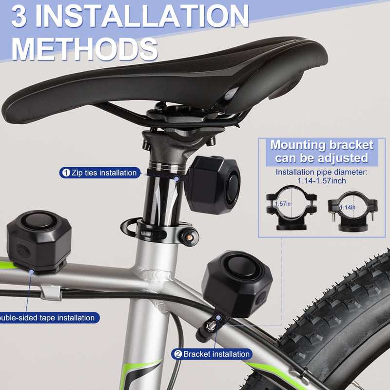 Two Packs Bike Horn Electric Vehicle Alarm Wireless Vibration Alarm System with Motion Sensor Waterproof Rechargeable Antitheft Alarm for Ebikes Bike Scooter SF32 Alarm two packs