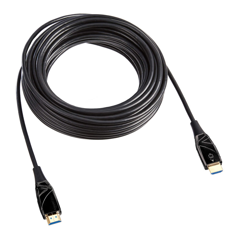 Amazon Basics HDMI Fiber Optic Cable with Gold Plated Connectors, 18Gbps High-Speed, 4K@60Hz, 2160p, 48-Bit Color, Ethernet Ready, 50 feet, Black