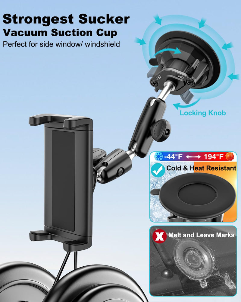Pilot Phone Holder, Aviation Window Phone Mount, Ultra Suction Cup | 360° Metal Arm Airplane Windshield Cellphone Mount, Aircraft Cockpit Stand for iPhone 17 16 15 Pro Max, iPad, 4-13" Device